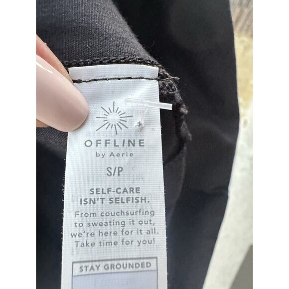 NWT OFFLINE by AERIE OG Foldover High Waisted Super Flare Leggings Black Small - Picture 13 of 16